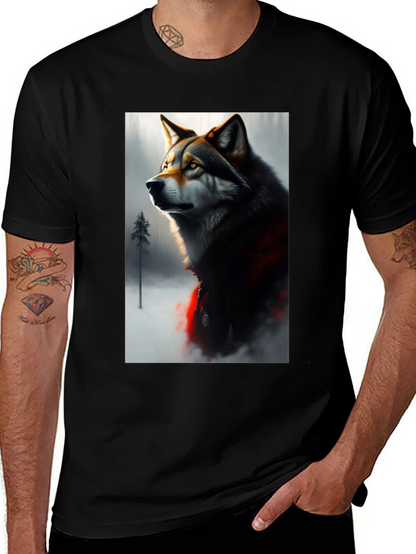 Wolf Graphic Black T-Shirt - Stylish Animal Print Tee