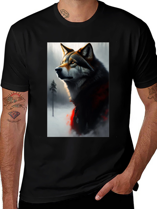 Wolf Graphic Black T-Shirt - Stylish Animal Print Tee