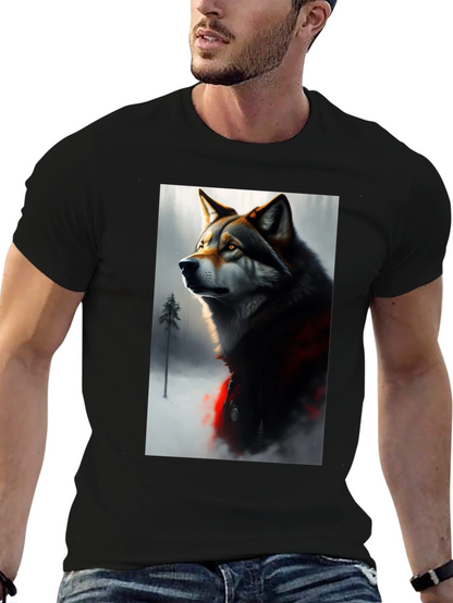 Wolf Graphic Black T-Shirt - Stylish Animal Print Tee