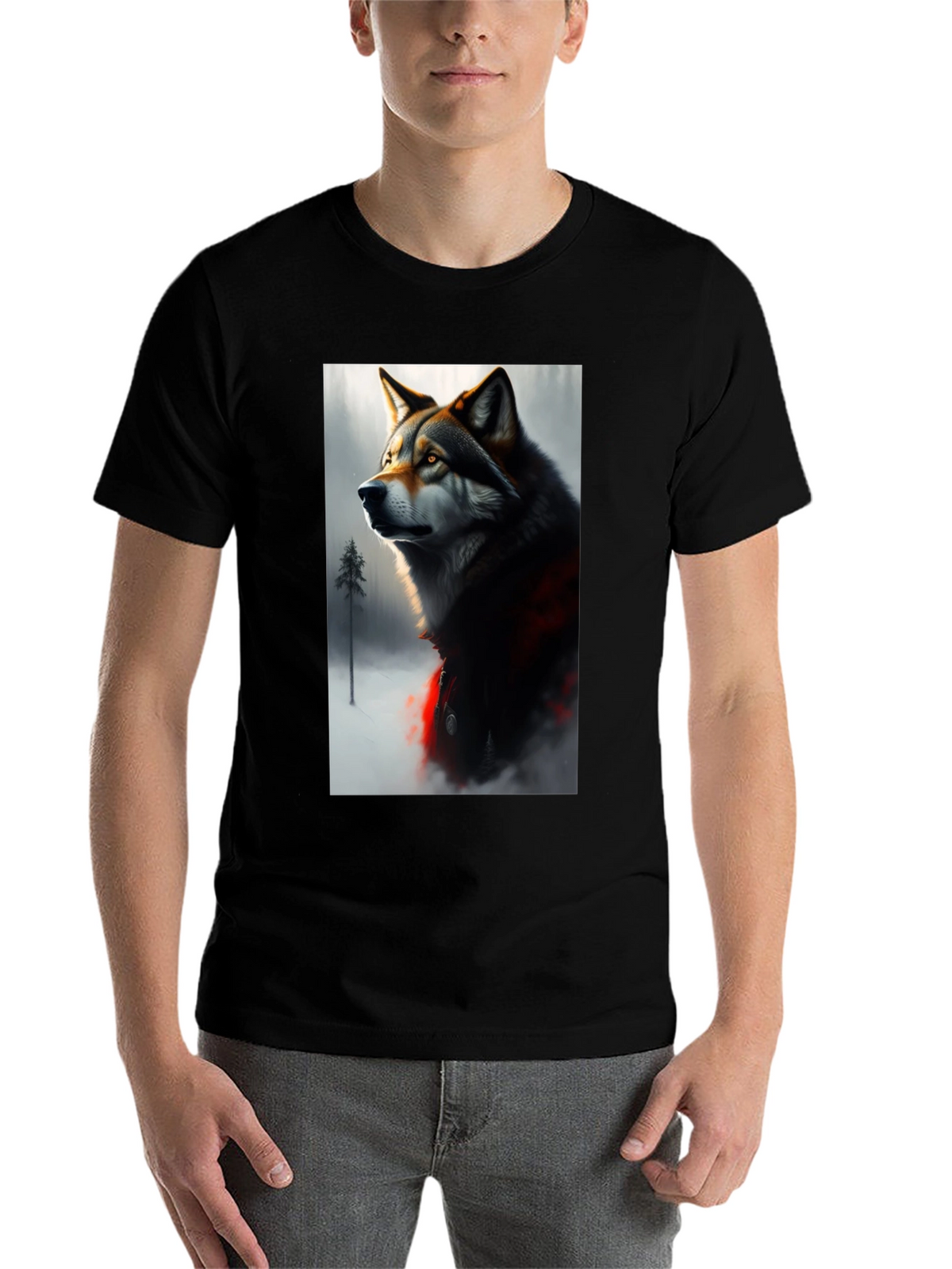 Wolf Graphic Black T-Shirt - Stylish Animal Print Tee