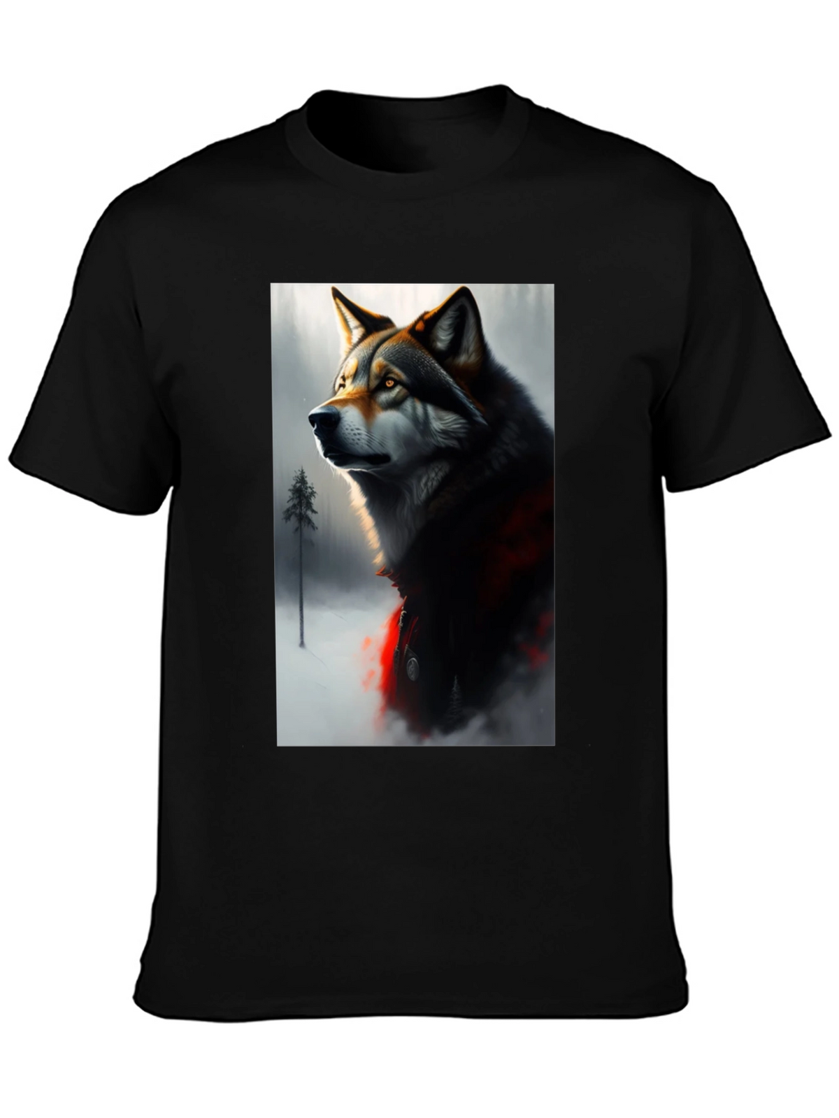 Wolf Graphic Black T-Shirt - Stylish Animal Print Tee