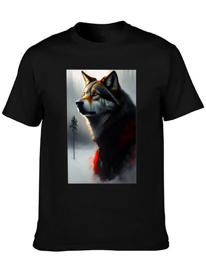 Wolf Graphic Black T-Shirt - Stylish Animal Print Tee