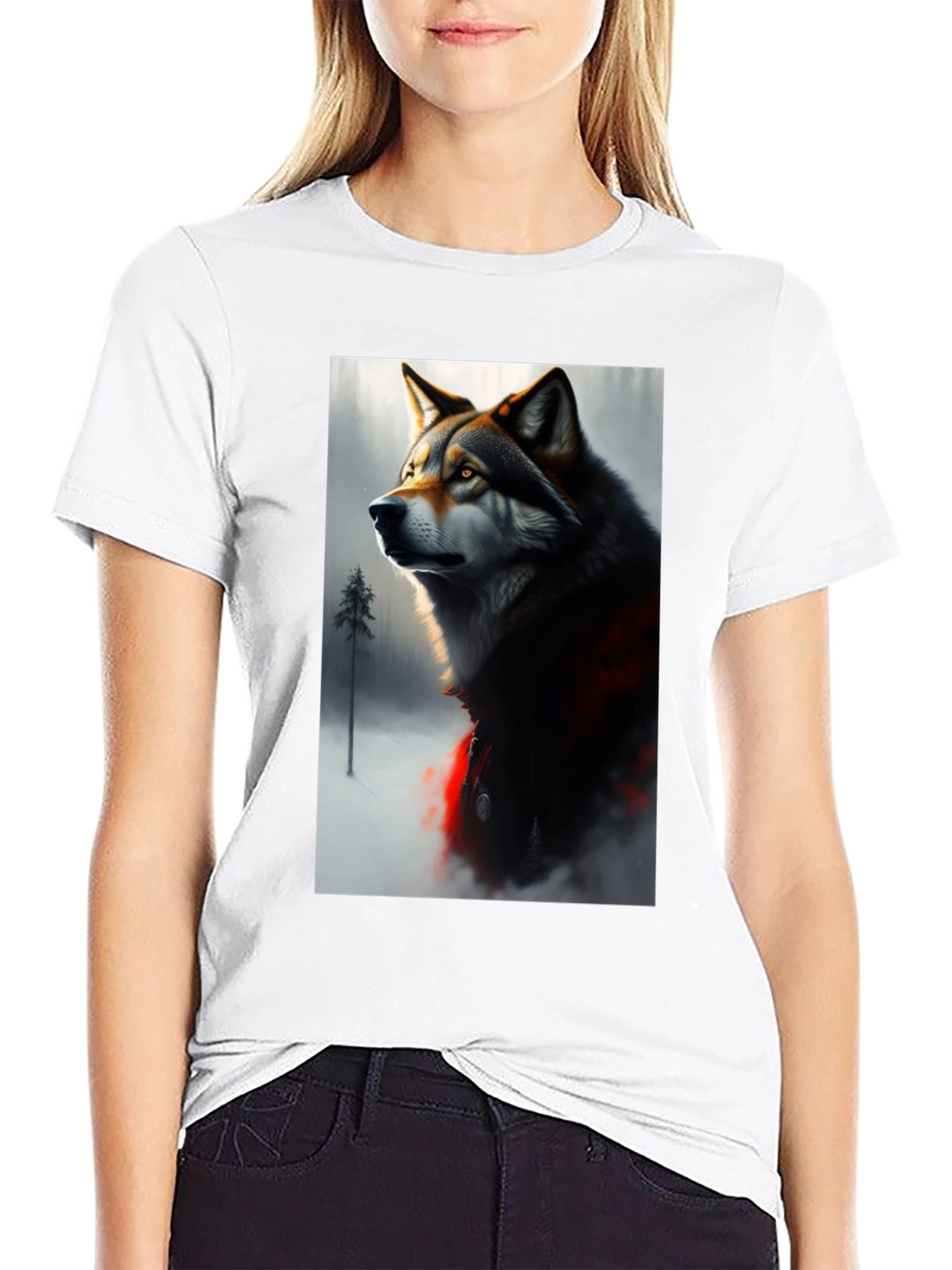 Wolf Graphic Black T-Shirt - Stylish Animal Print Tee