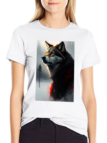 Wolf Graphic Black T-Shirt - Stylish Animal Print Tee