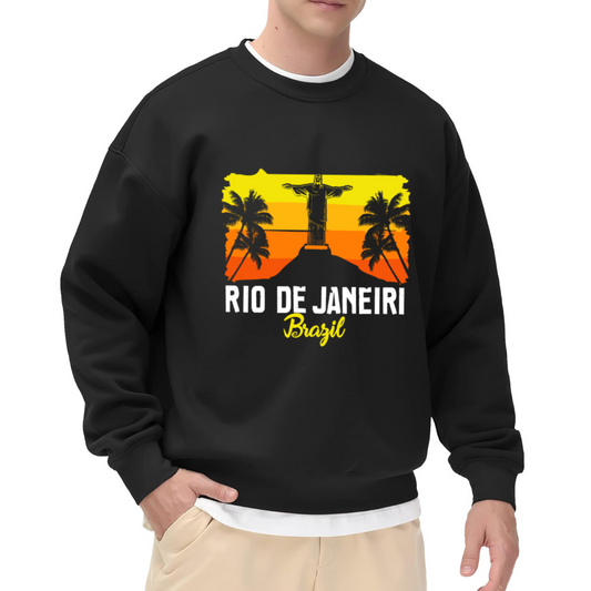 Rio De Janeiro Brazil Christ The Redeemer Travel Crewneck Sweatshirt | Vintage Retro Vacation Pullover, Brazil Trip Gift