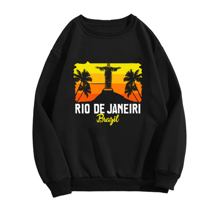 Rio De Janeiro Brazil Christ The Redeemer Travel Crewneck Sweatshirt | Vintage Retro Vacation Pullover, Brazil Trip Gift