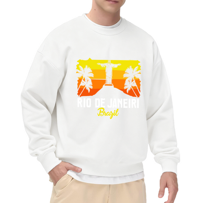 Rio De Janeiro Brazil Christ The Redeemer Travel Crewneck Sweatshirt | Vintage Retro Vacation Pullover, Brazil Trip Gift