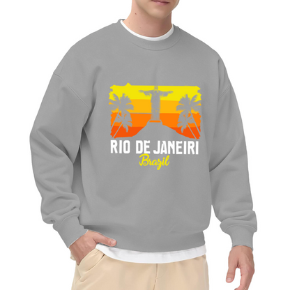 Rio De Janeiro Brazil Christ The Redeemer Travel Crewneck Sweatshirt | Vintage Retro Vacation Pullover, Brazil Trip Gift