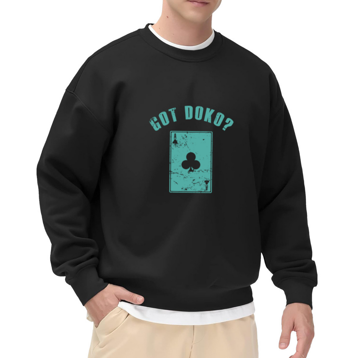 Got Doko Sweatshirt | Vintage Ace Of Clubs Playing Card Graphic Crewneck, Card Game Pullover Top, Poker Night Gift for Men Women
