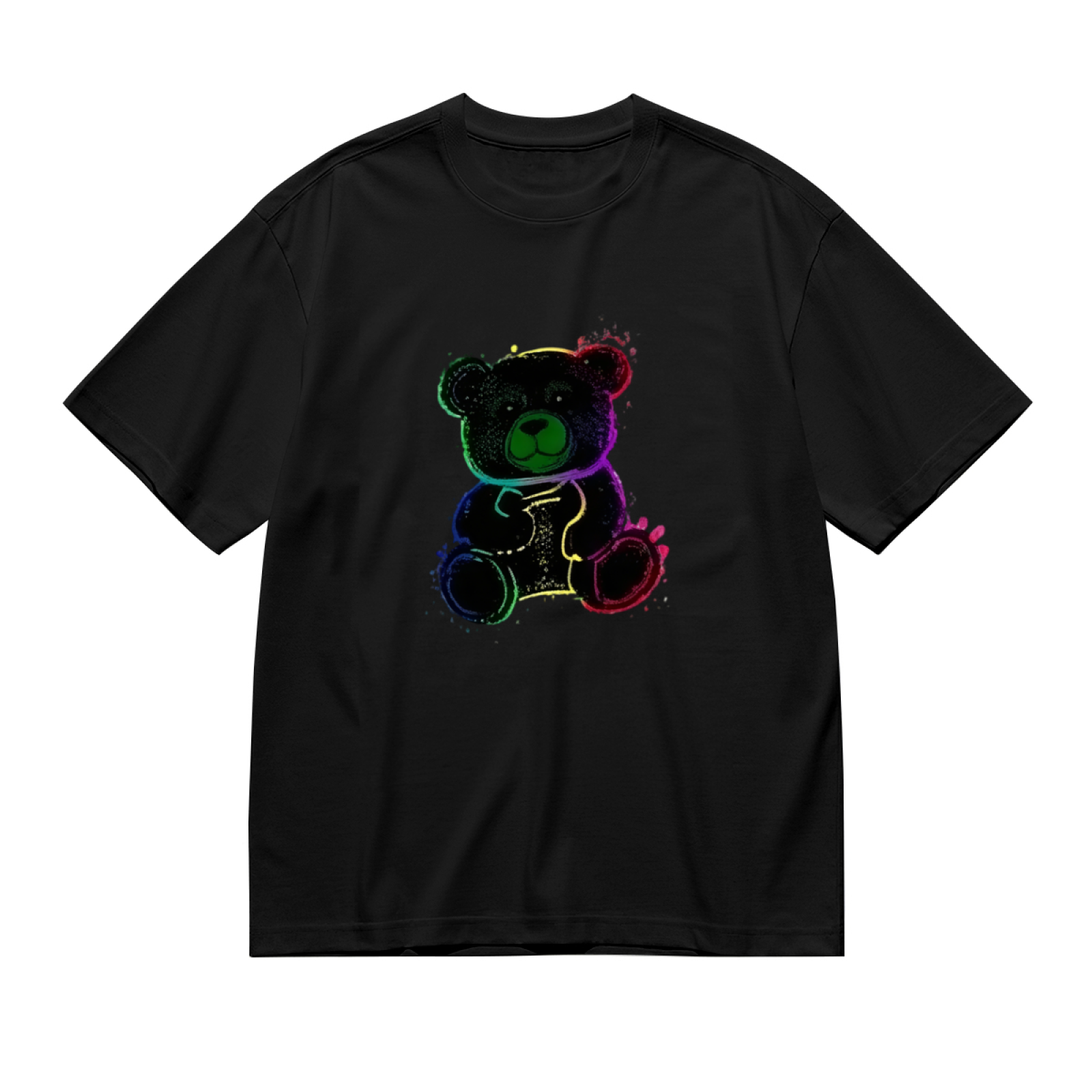 Neon Rainbow Splash Cute Teddy Bear Casual Top