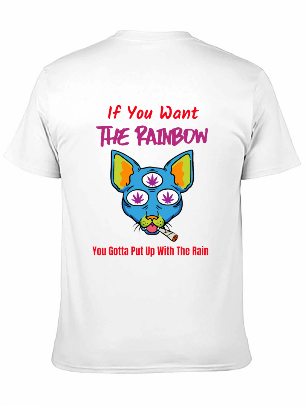 Rainbow Weed Cat Graphic T-Shirt