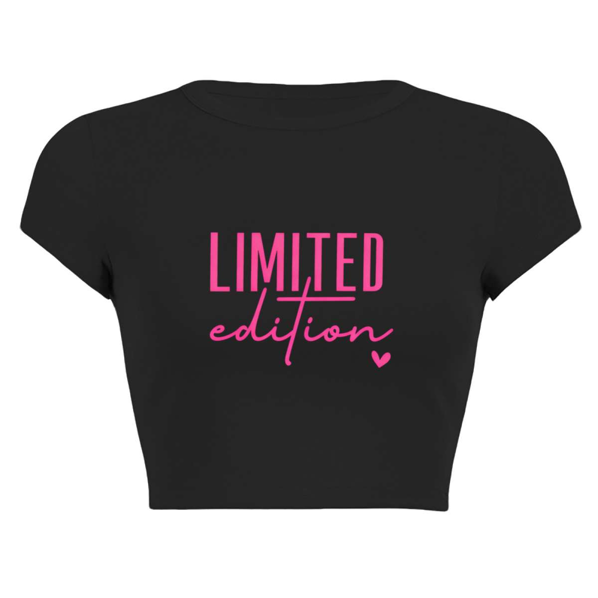 Limited Edition Pink Heart Trendy Black Crop Top