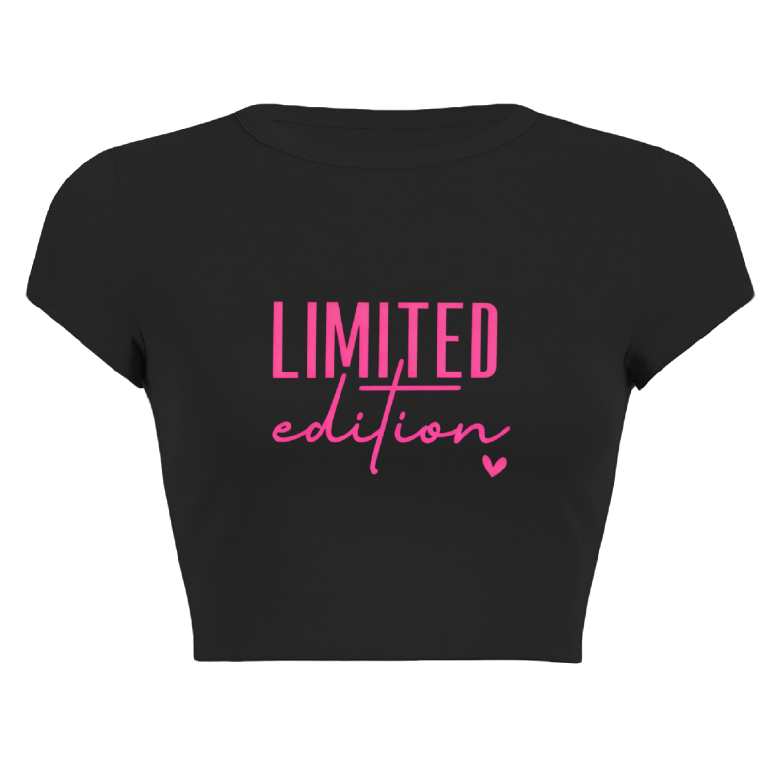 Limited Edition Pink Heart Trendy Black Crop Top