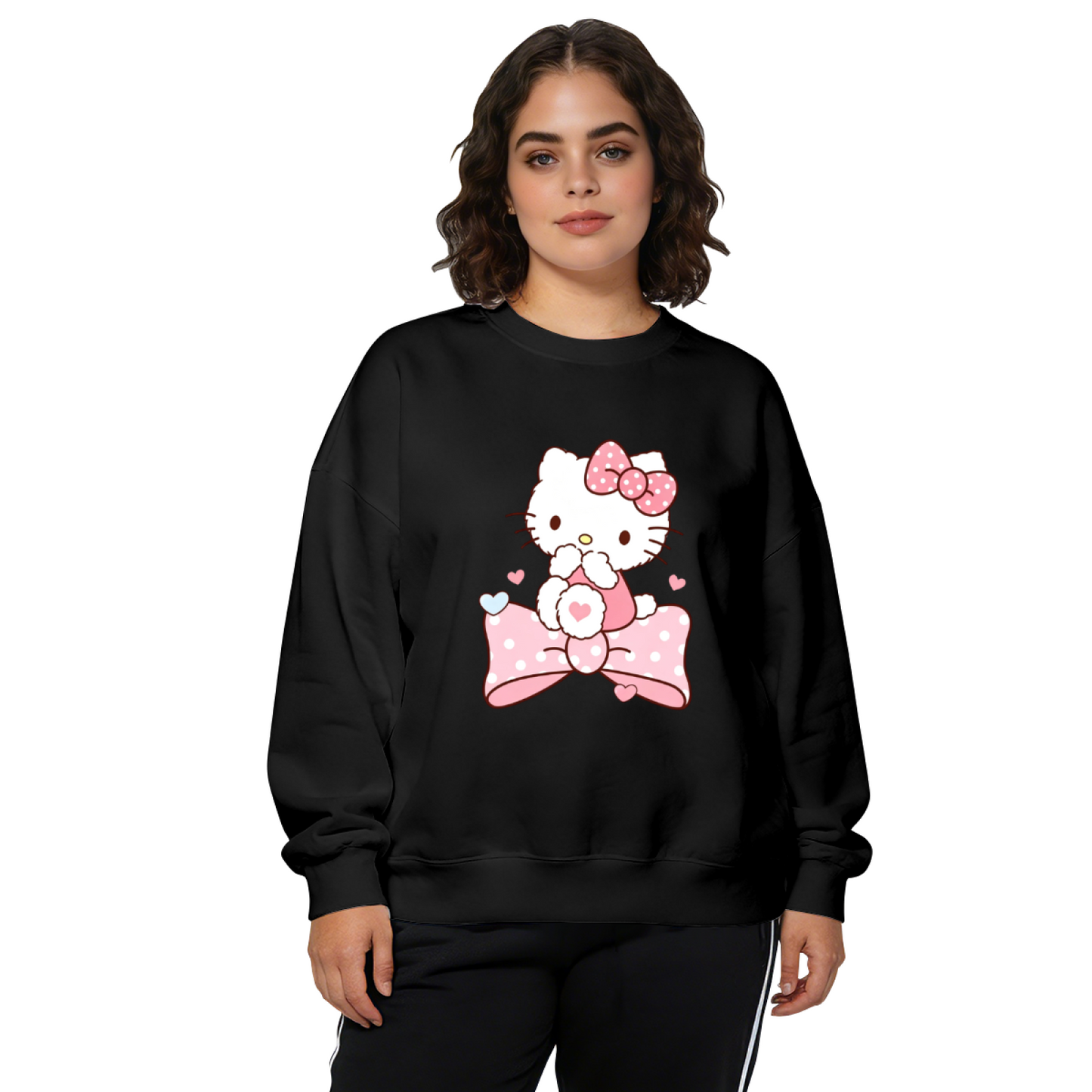 Lovely Big Bow Hello Kitty Sweet Design Crewneck Sweatshirt
