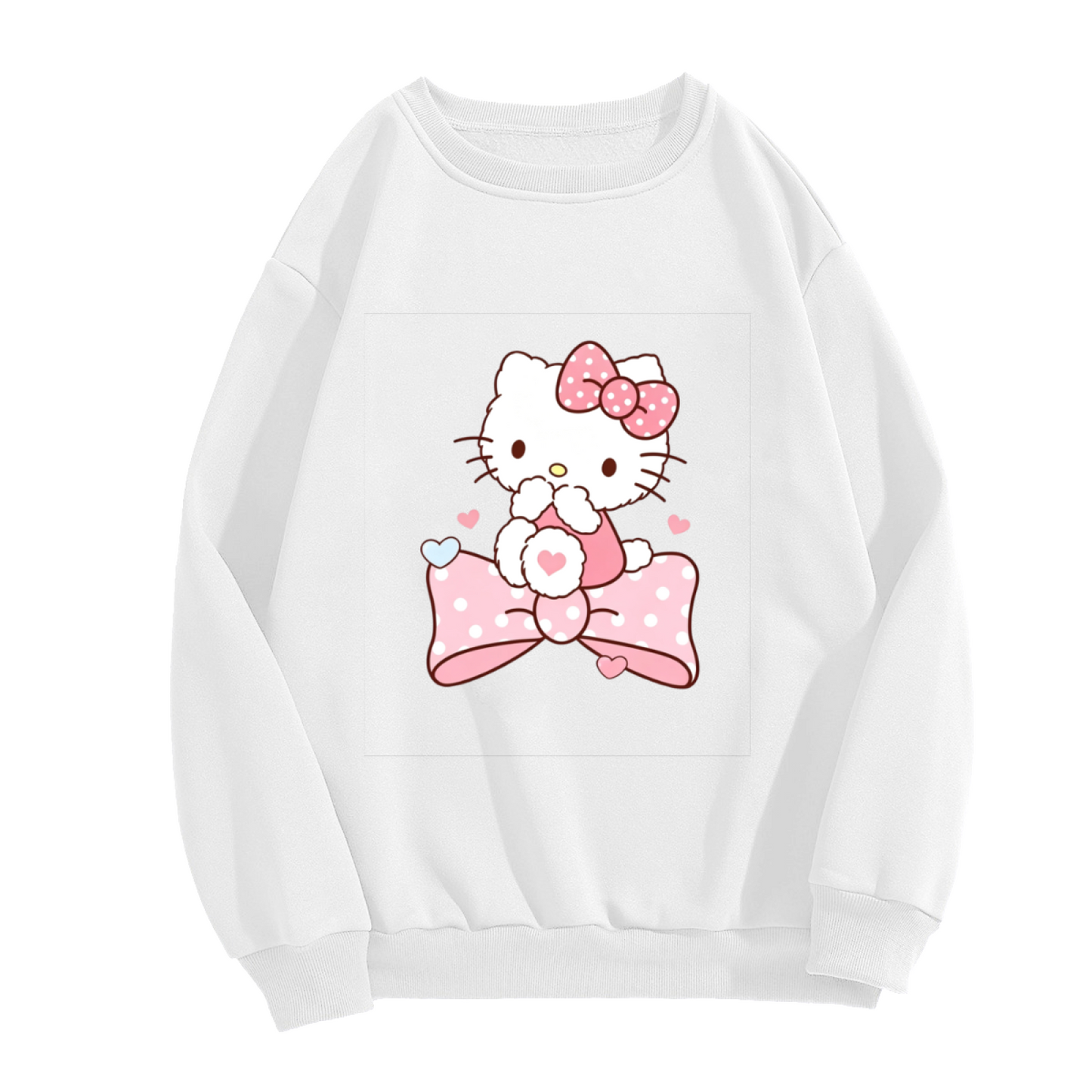 Lovely Big Bow Hello Kitty Sweet Design Crewneck Sweatshirt