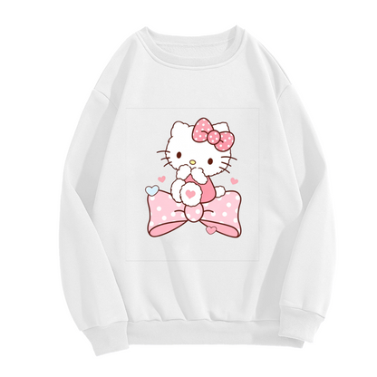 Lovely Big Bow Hello Kitty Sweet Design Crewneck Sweatshirt