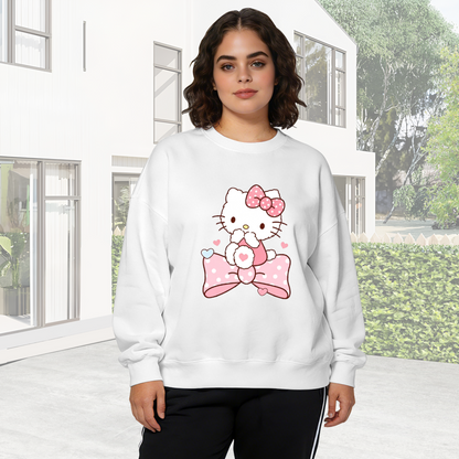 Lovely Big Bow Hello Kitty Sweet Design Crewneck Sweatshirt