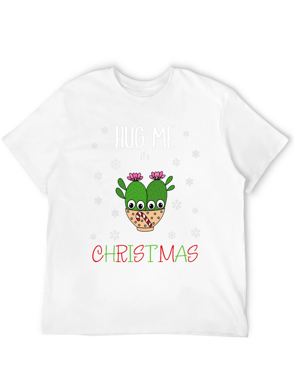 Hug Me Its Christmas T-Shirt Holiday Cactus