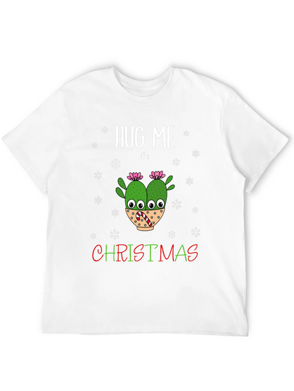 Hug Me Its Christmas T-Shirt Holiday Cactus