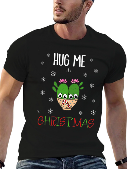 Hug Me Its Christmas T-Shirt Holiday Cactus