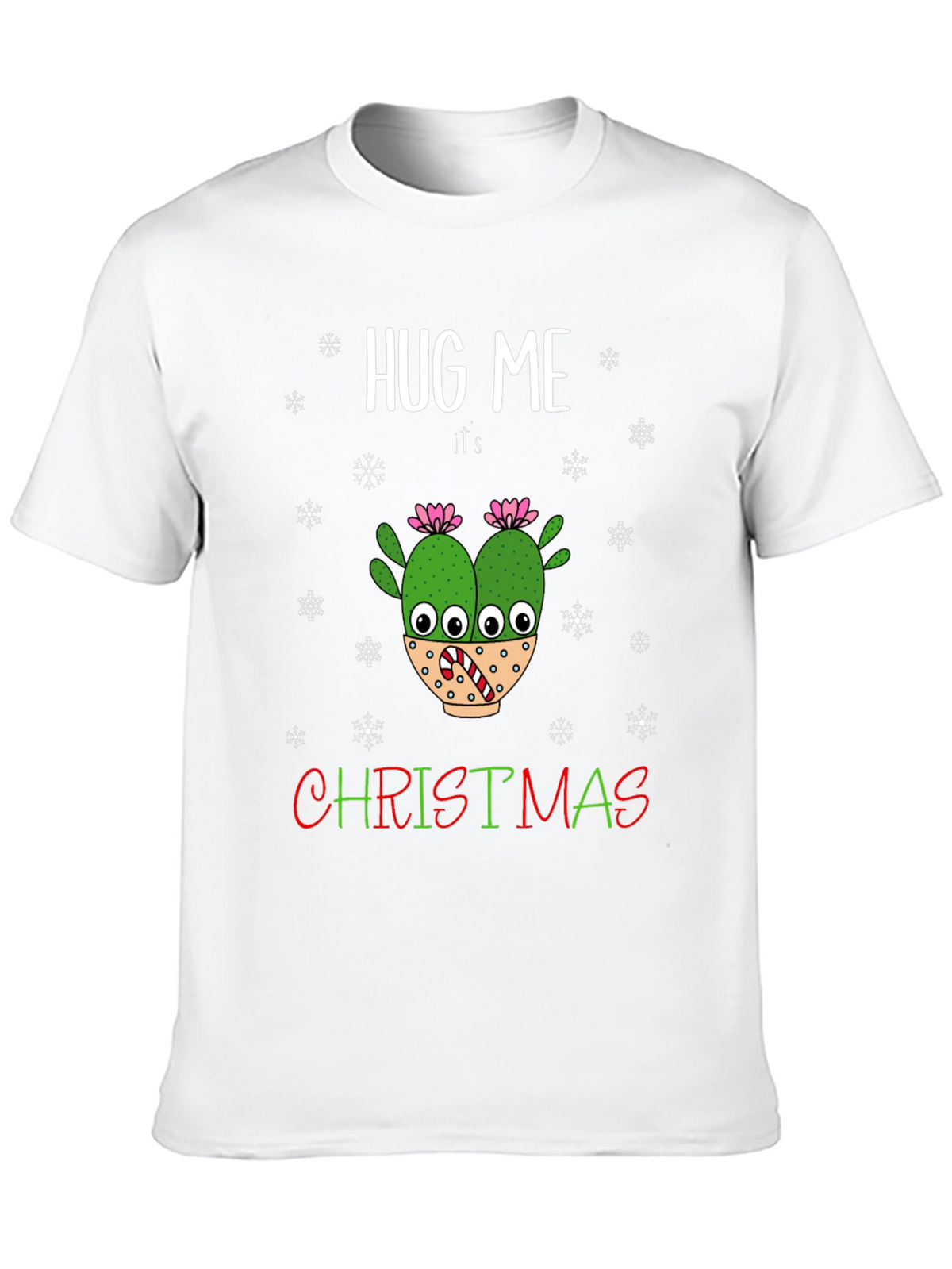 Hug Me Its Christmas T-Shirt Holiday Cactus
