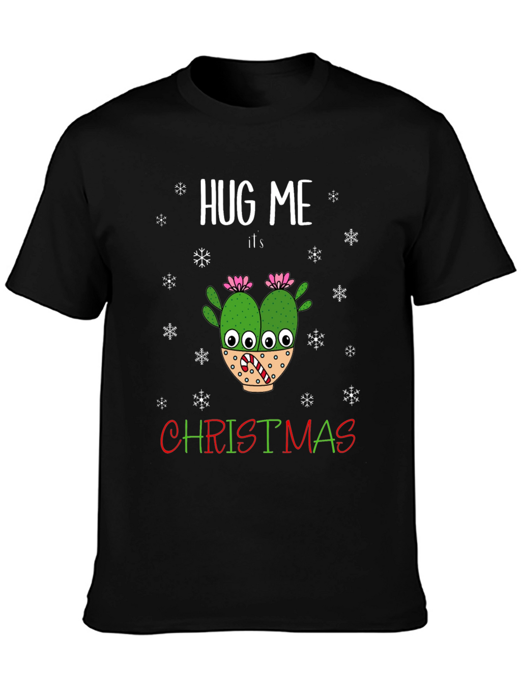 Hug Me Its Christmas T-Shirt Holiday Cactus