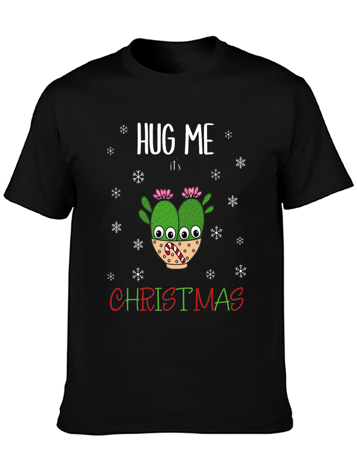 Hug Me Its Christmas T-Shirt Holiday Cactus