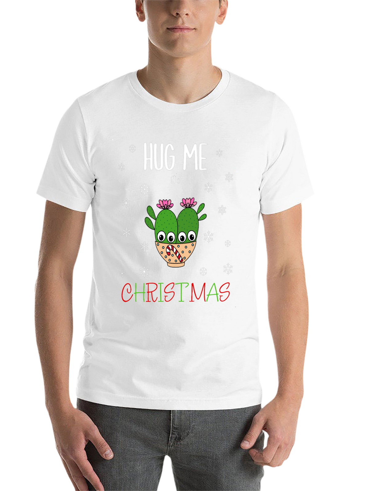 Hug Me Its Christmas T-Shirt Holiday Cactus