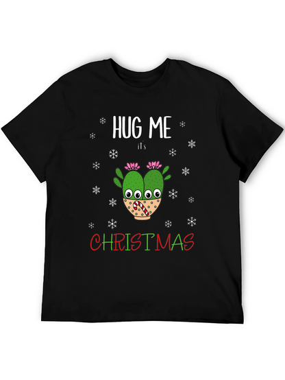 Hug Me Its Christmas T-Shirt Holiday Cactus