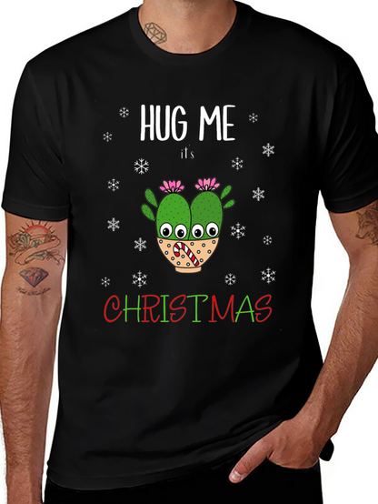Hug Me Its Christmas T-Shirt Holiday Cactus