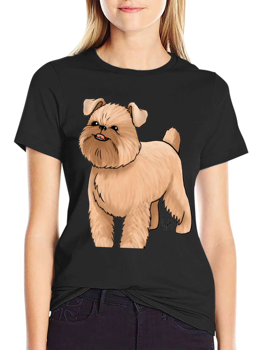 Dog Cartoon Graphic Black T-Shirt