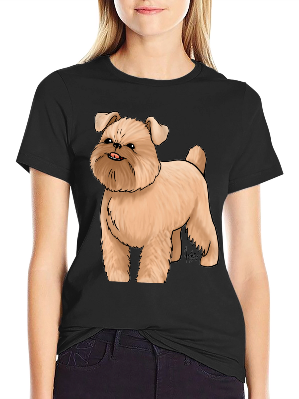 Dog Cartoon Graphic Black T-Shirt