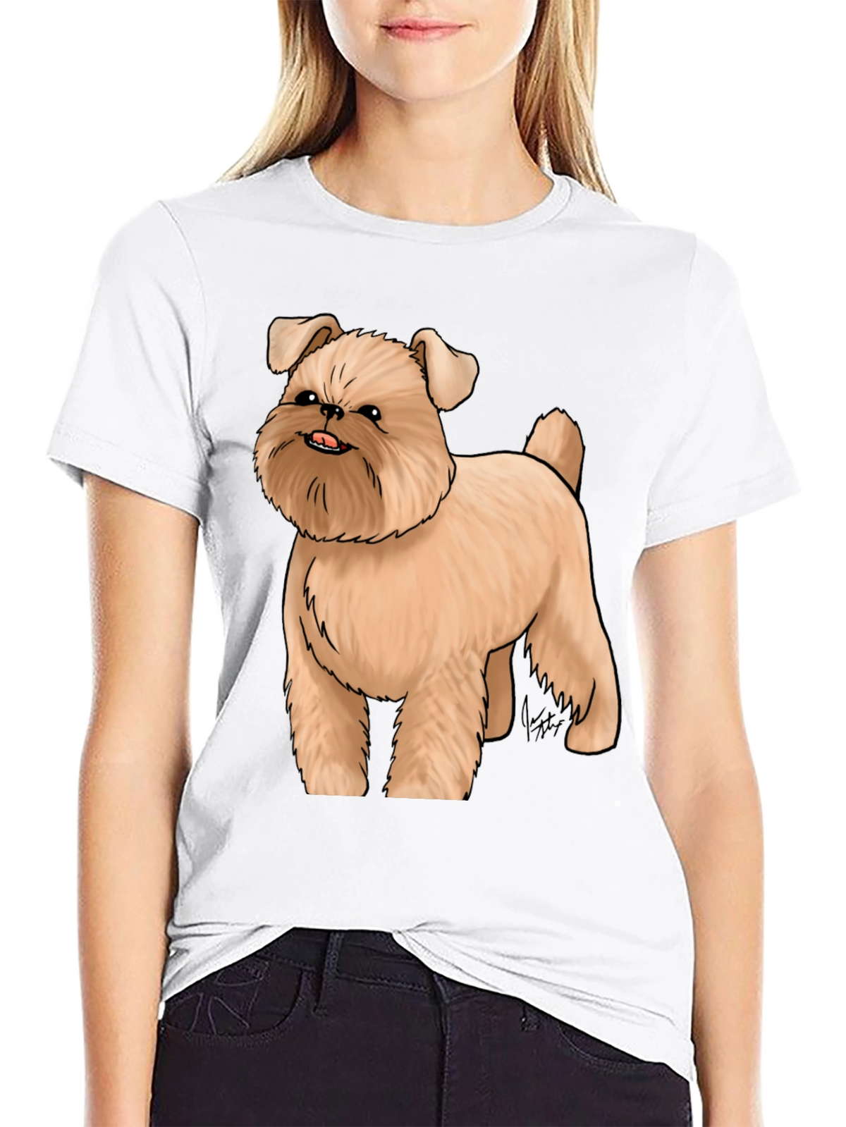 Dog Cartoon Graphic Black T-Shirt