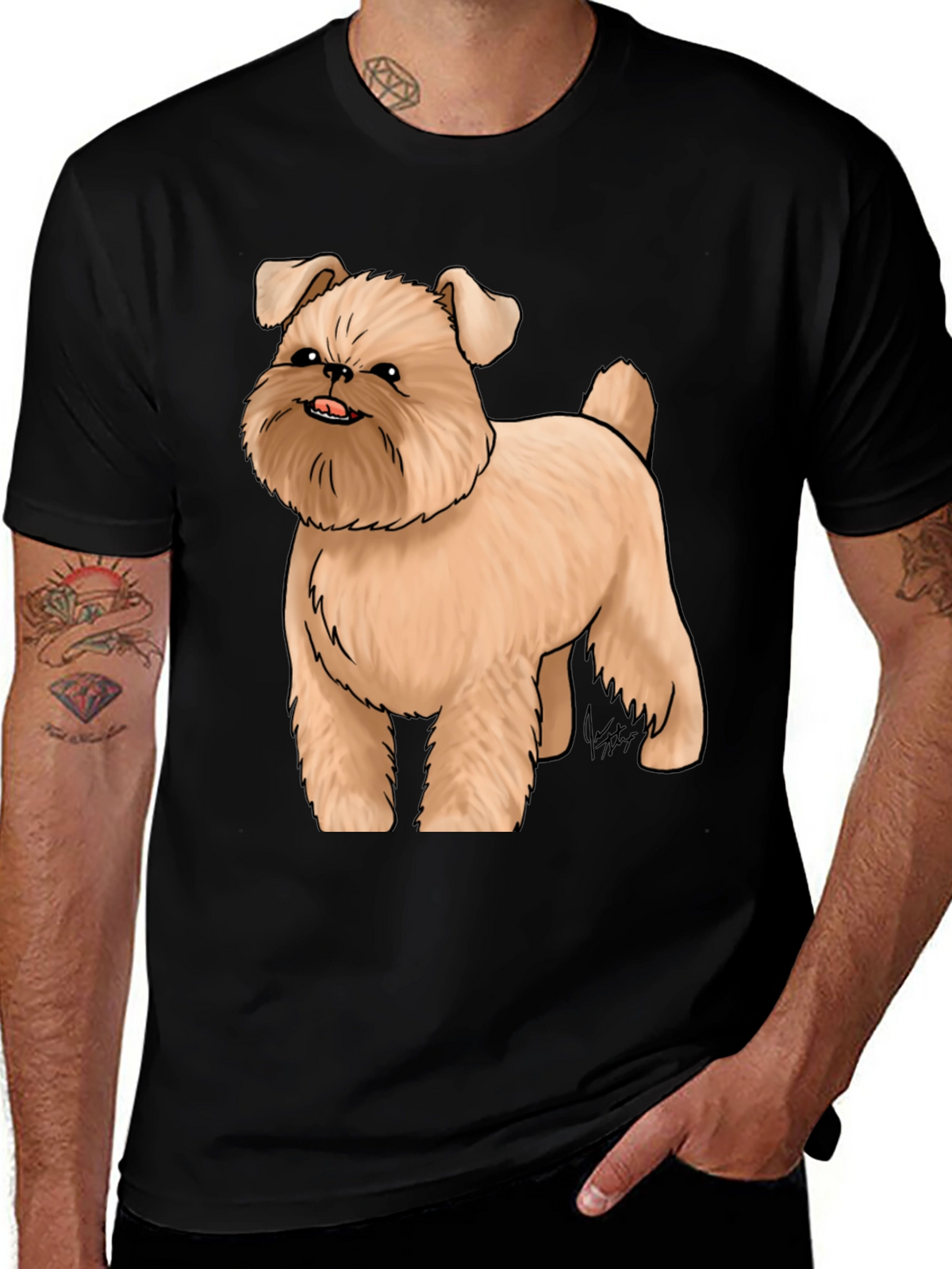 Dog Cartoon Graphic Black T-Shirt