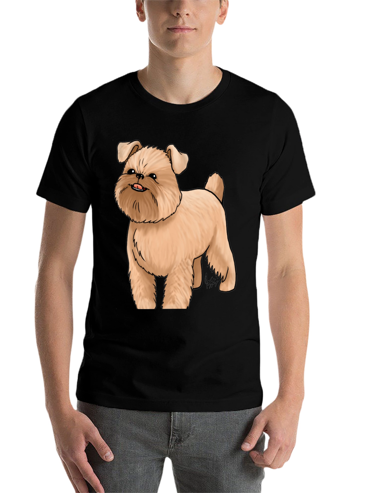 Dog Cartoon Graphic Black T-Shirt