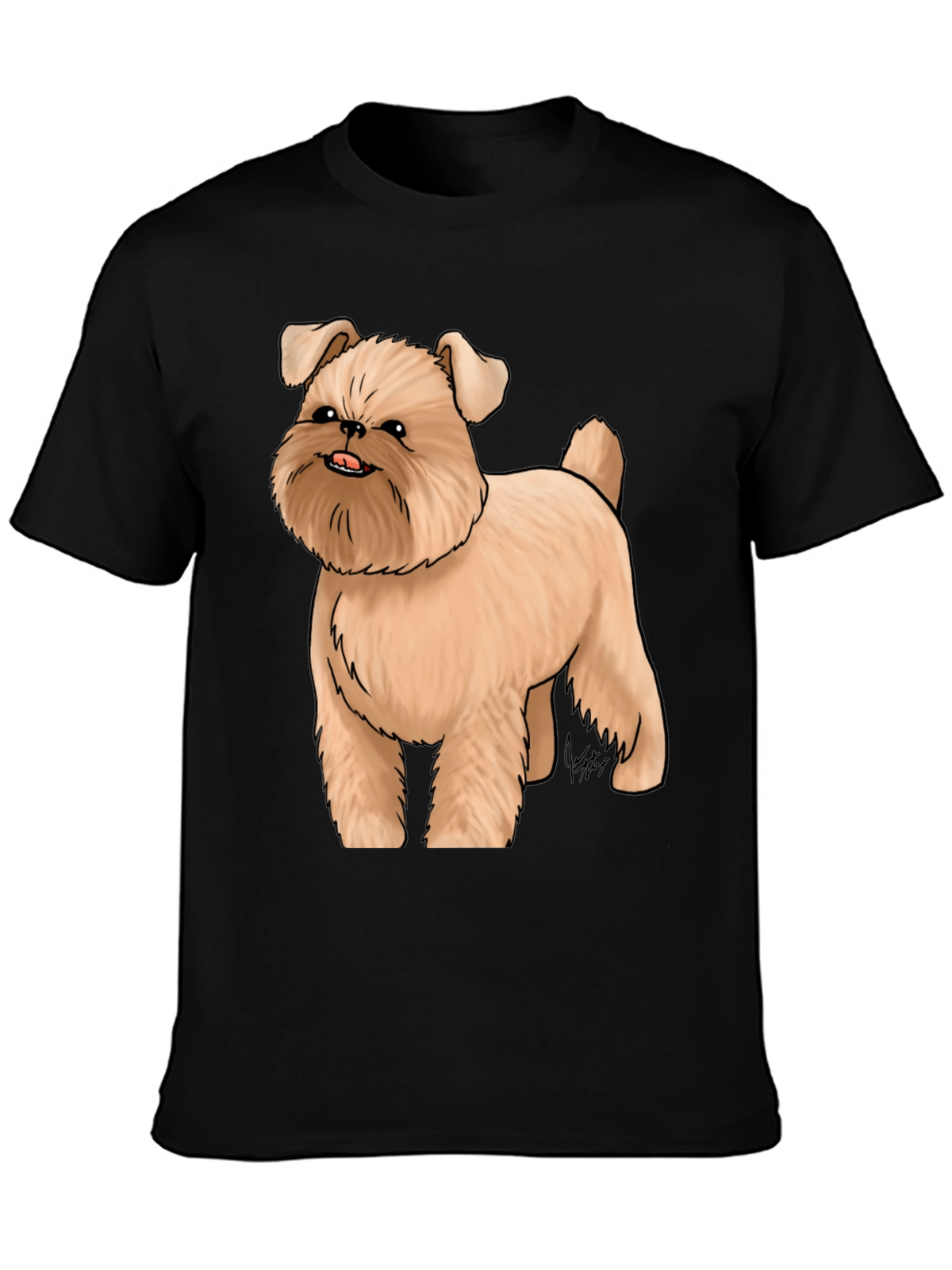 Dog Cartoon Graphic Black T-Shirt