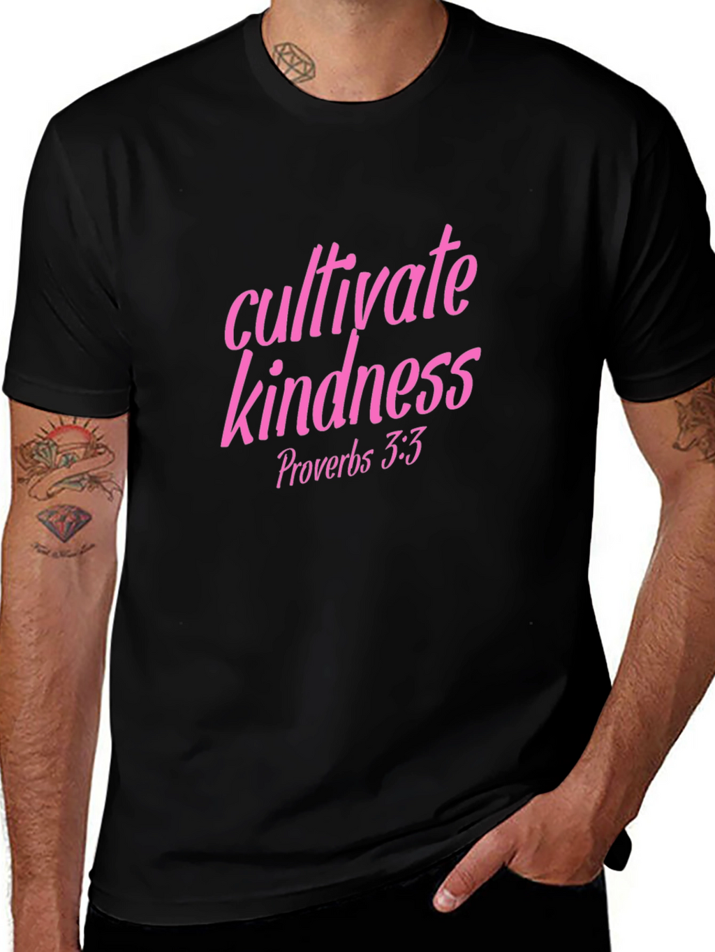 Cultivate Kindness Tee - Pink Lettering on Black