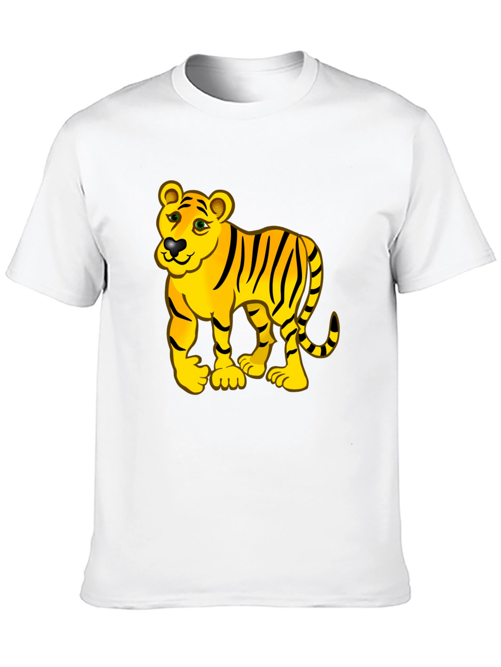 Cartoon Tiger Graphic Black Tee Shirt