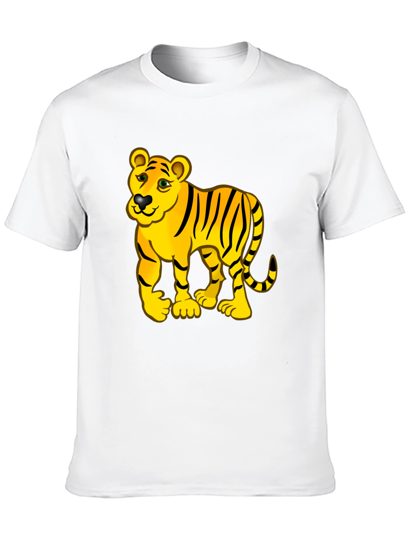 Cartoon Tiger Graphic Black Tee Shirt