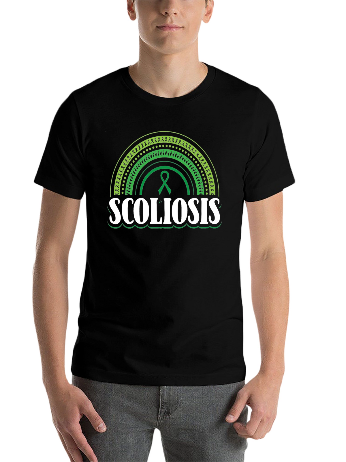 Scoliosis Awareness T-Shirt - Green Ribbon Support