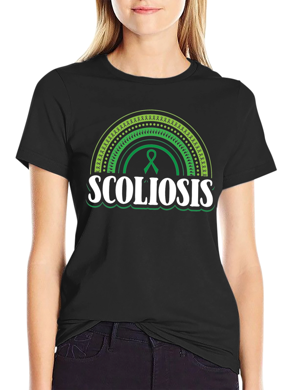 Scoliosis Awareness T-Shirt - Green Ribbon Support
