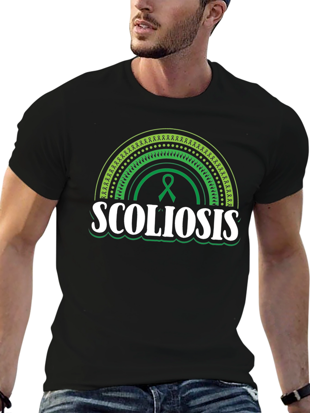 Scoliosis Awareness T-Shirt - Green Ribbon Support