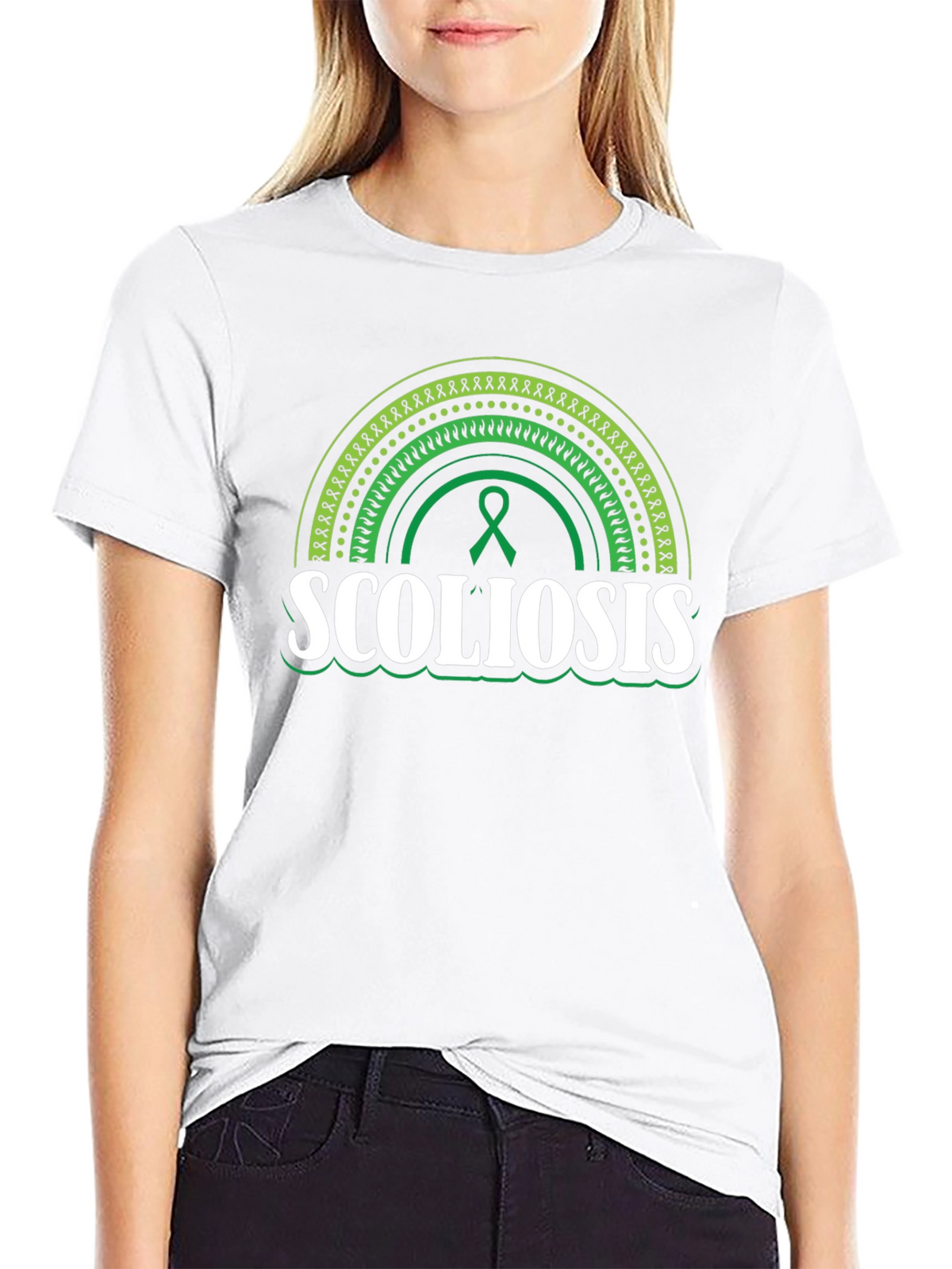 Scoliosis Awareness T-Shirt - Green Ribbon Support