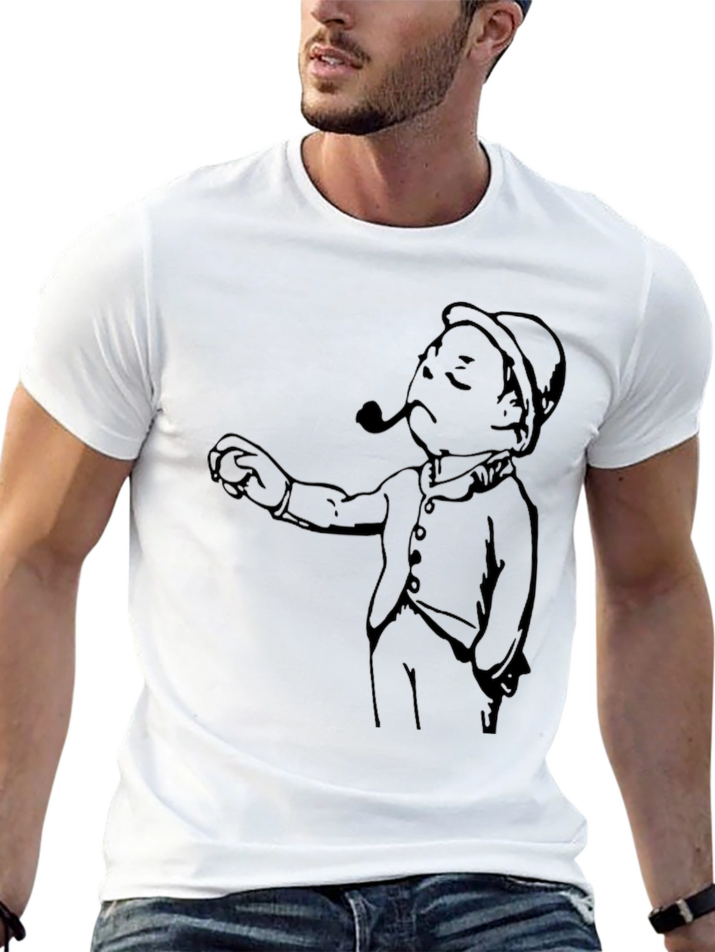 Cartoon Man Graphic Tee - Black