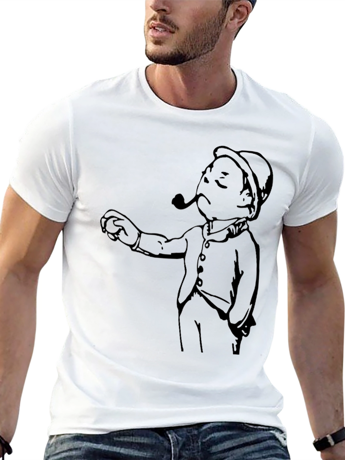 Cartoon Man Graphic Tee - Black