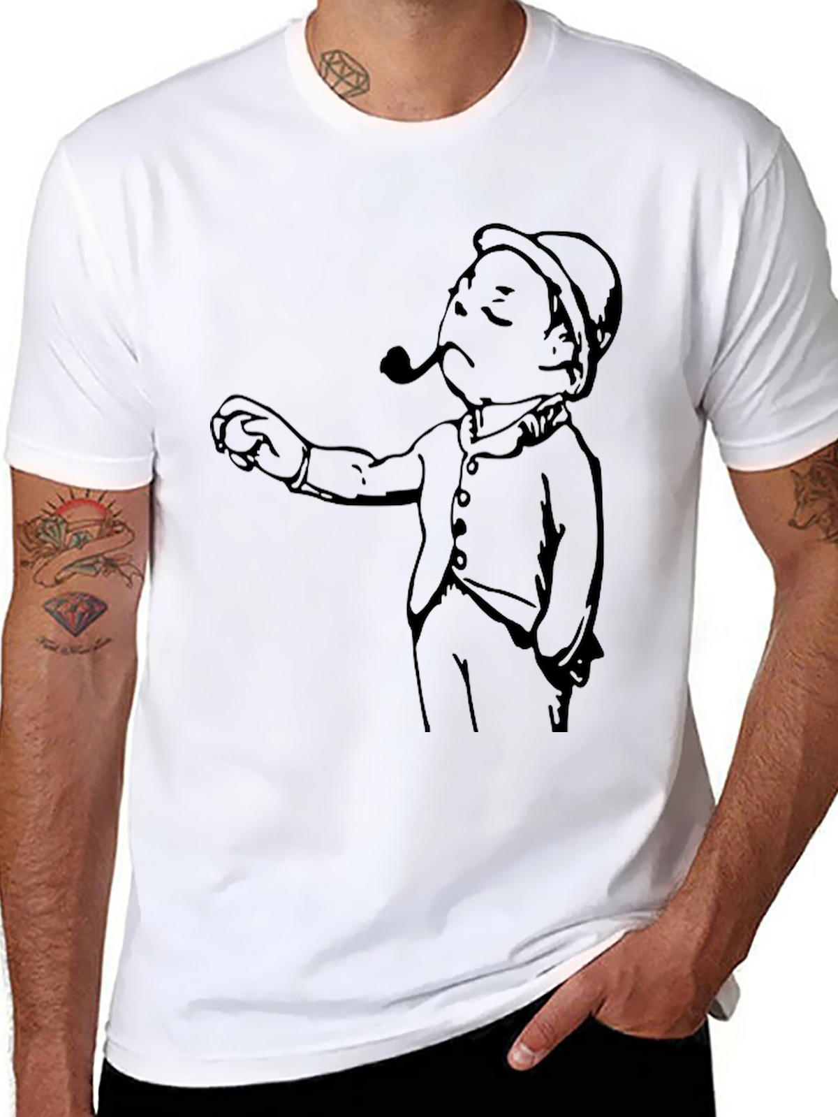 Cartoon Man Graphic Tee - Black