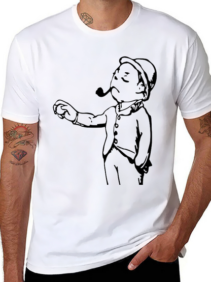 Cartoon Man Graphic Tee - Black