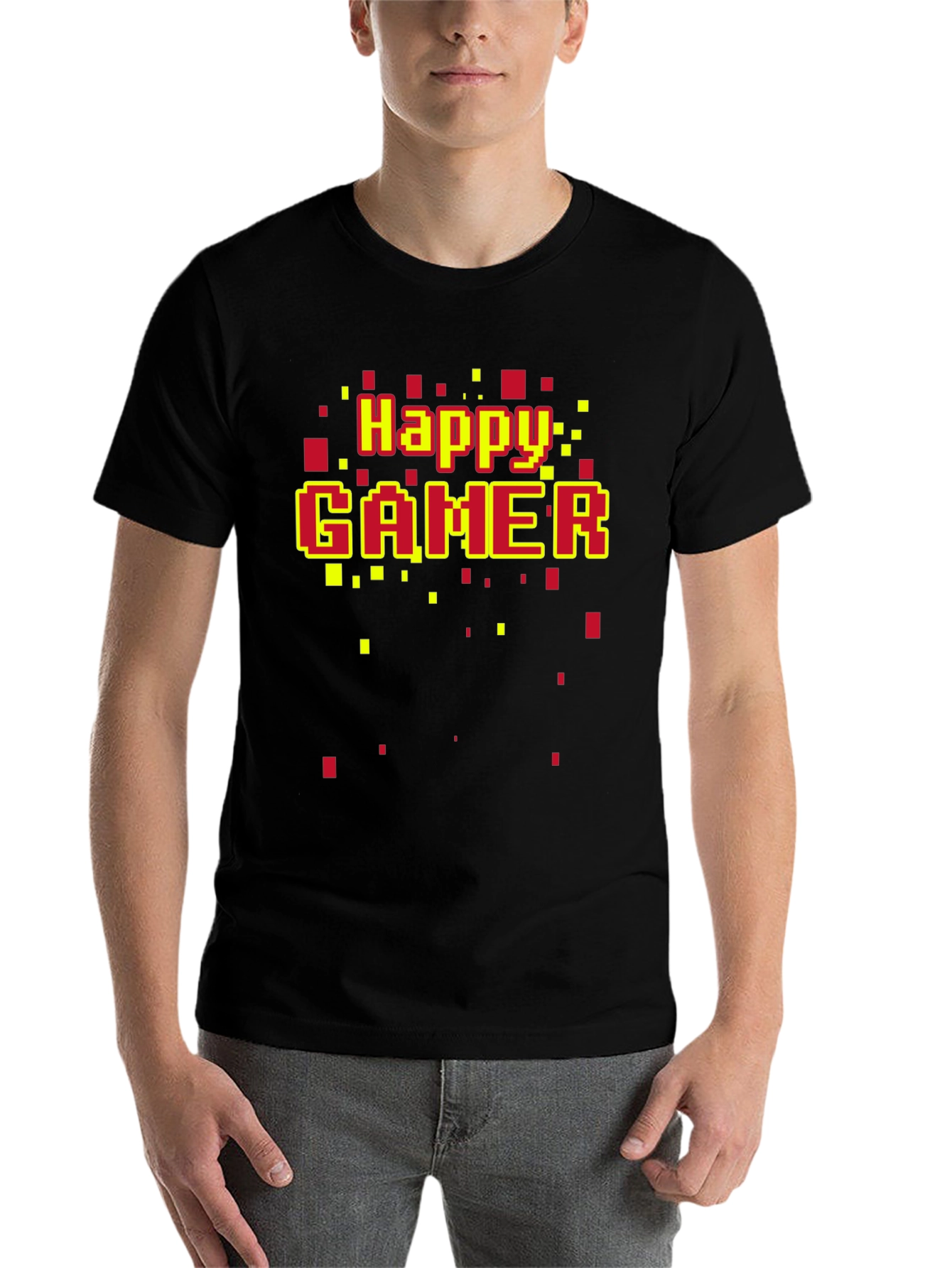 Happy Gamer T-Shirt - Retro Pixel Style