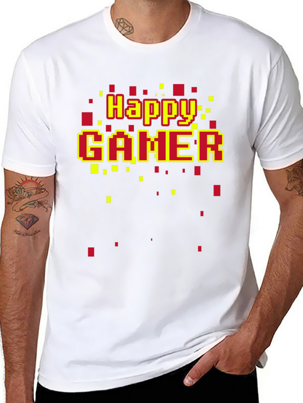 Happy Gamer T-Shirt - Retro Pixel Style