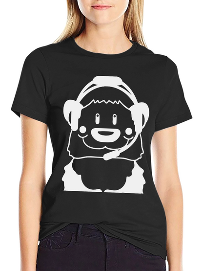 Cartoon Bear Gamer Black T-Shirt